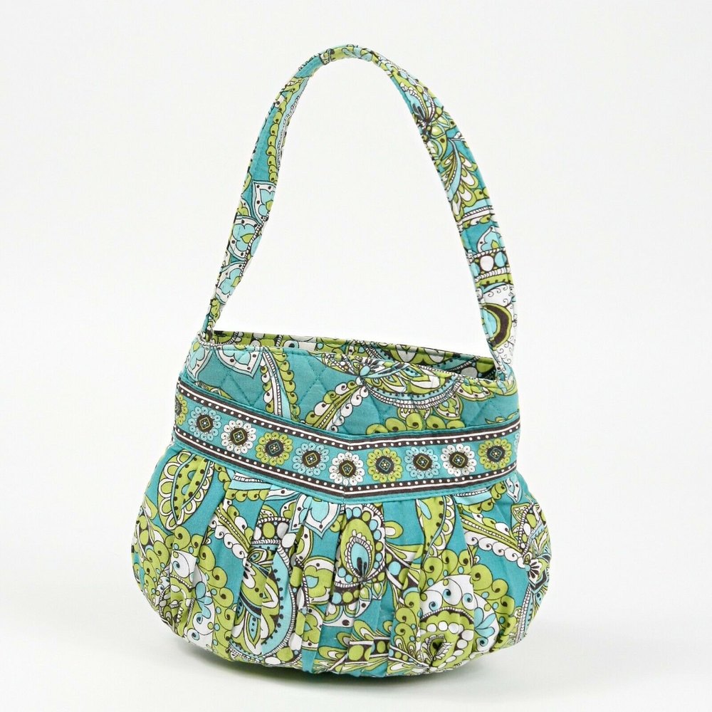 Vera Bradley Peacock Green Paisley Small Bucket Purse - Retired Pattern